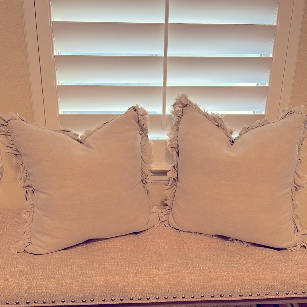 Decorators accentS set of 2 shabby chic, neutral, cream, tan pillows